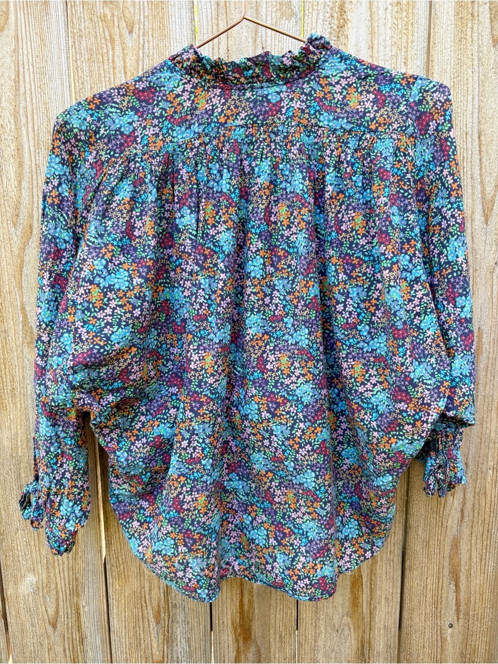 Doen Rose Top in Navy Lady Bird Floral Size XS Blouse Cottagecore Prairie Boho - Picture 5 of 17